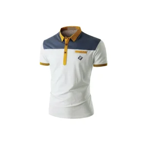 White With Yellow Polo Shirt